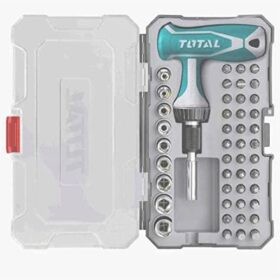 TACSD30476_توتالTطقم مفك سنون ولقم 47قطعة راتشة حرف