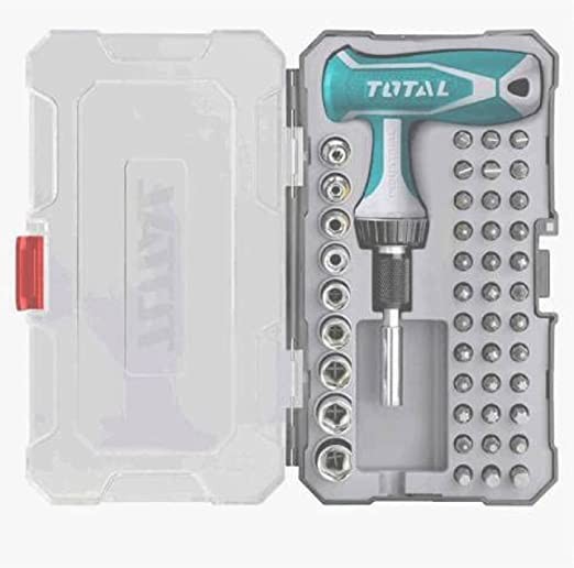 61-m9BRzsDL._AC_SX522_ TACSD30476_توتالTطقم مفك سنون ولقم 47قطعة راتشة حرف - الصورة 1