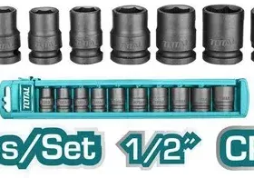 THISTD12101_طقم لقم رباط 2/1" كارت تصادمى قصير بدون يد 10قطع توتال