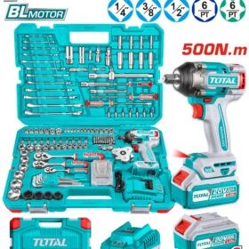 طقم كومبو شنيور 20فولت 2/1" 500نيوتن 1بطارية 2امبير +طقم لقم 152ق توتال THKTHP31522