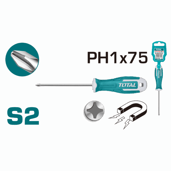 THT26PH1075_مفك كاوتش صليبة 1×75مم توتال