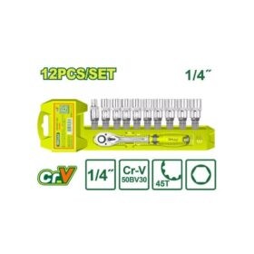 DTST4212_طقم لقم رباط 4/1" كارت راتشة 12قطعة ديلو