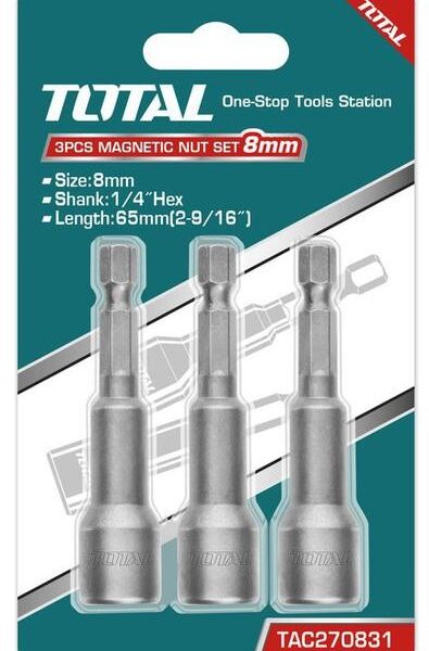 TAC271031_لقمة شنيور 10مم مغناطيسية 3قطع توتال