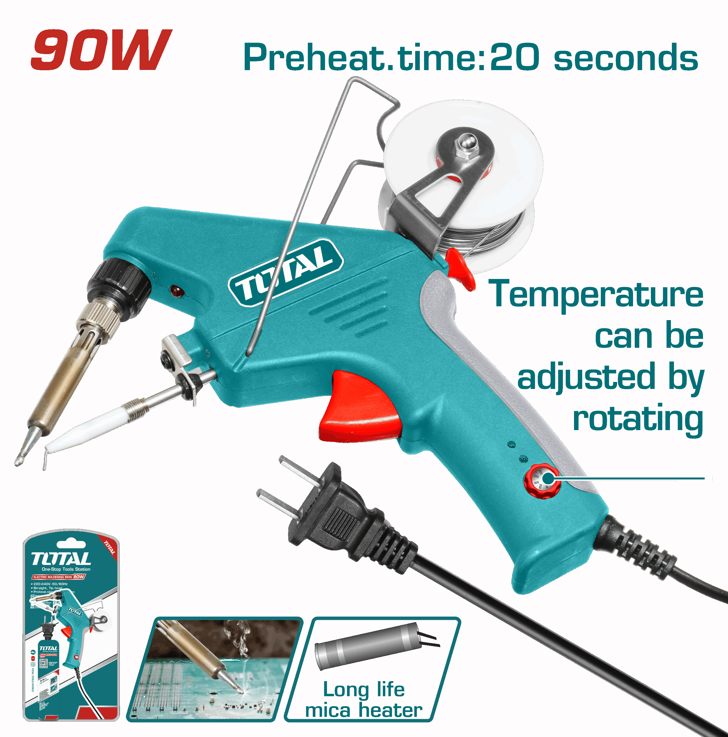 TET160732 كاوية لحام 90وات مسدس توتال_TET160732 - الصورة 1