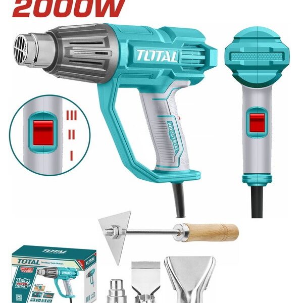 TB20078_مسدس تسخين 2000وات 4قطعة سرعات توتال