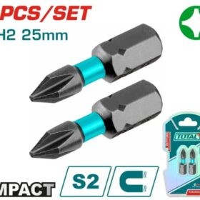 TACIM71PH225_سن مفك 25مم صليبة اتجاة اسود 2قطعة توتال