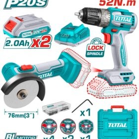 TCKLI20278_كومبو 20فولت 2قطعة 2بطارية 2امبير شنيور52ن وصاروخ3" توتال