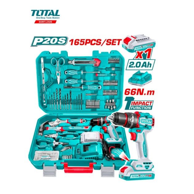 ⁦شنيور 20فولت 10مم 2امبير 165قطعة توتال_THKTHP11652⁩ - الصورة ⁦1⁩