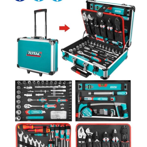 شنطة صاج توتال 147 قطعه 3 درج ترولليTHKTHP21476