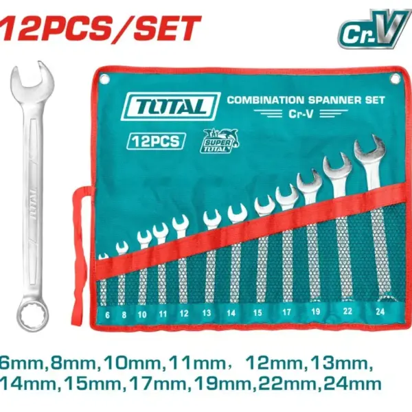 THT1022121_طقم مفتاح ناحية 12قطعة 6-24مم توتال