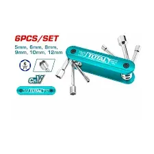 THFND061_طقم  مفتاح بيبة مطواة 6قطع توتال