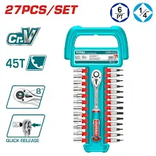 THT141271_طقم لقم رباط 4/1" كارت راتشة 27قطعة توتال