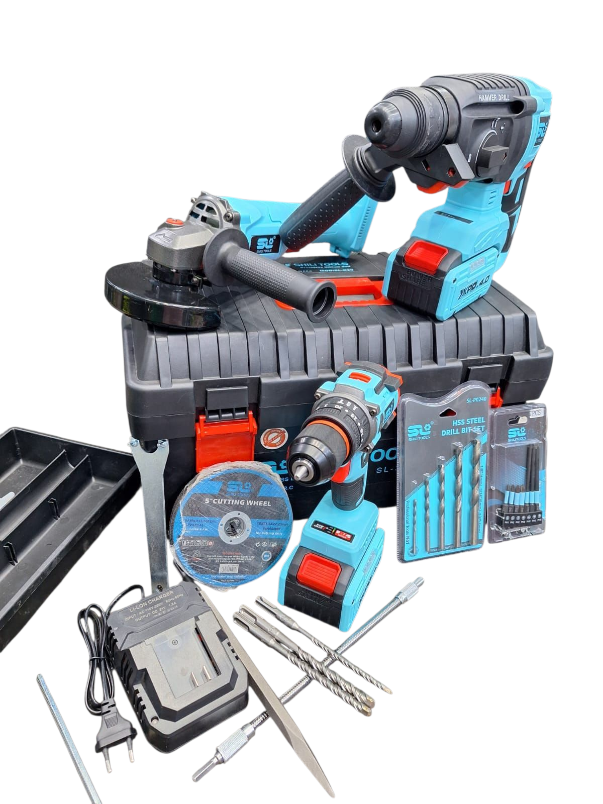 2025/10/1000347594.png طقم كومبو 21فولت 3قطع 2بطارية 4امبير هلتى وصاروخ وشنيور - الصورة 1