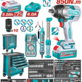 تروللي صاج 369قطعه ٧درج وشنيور 20فولت ١/٢"850نيوتن توتال_THPTCS83692