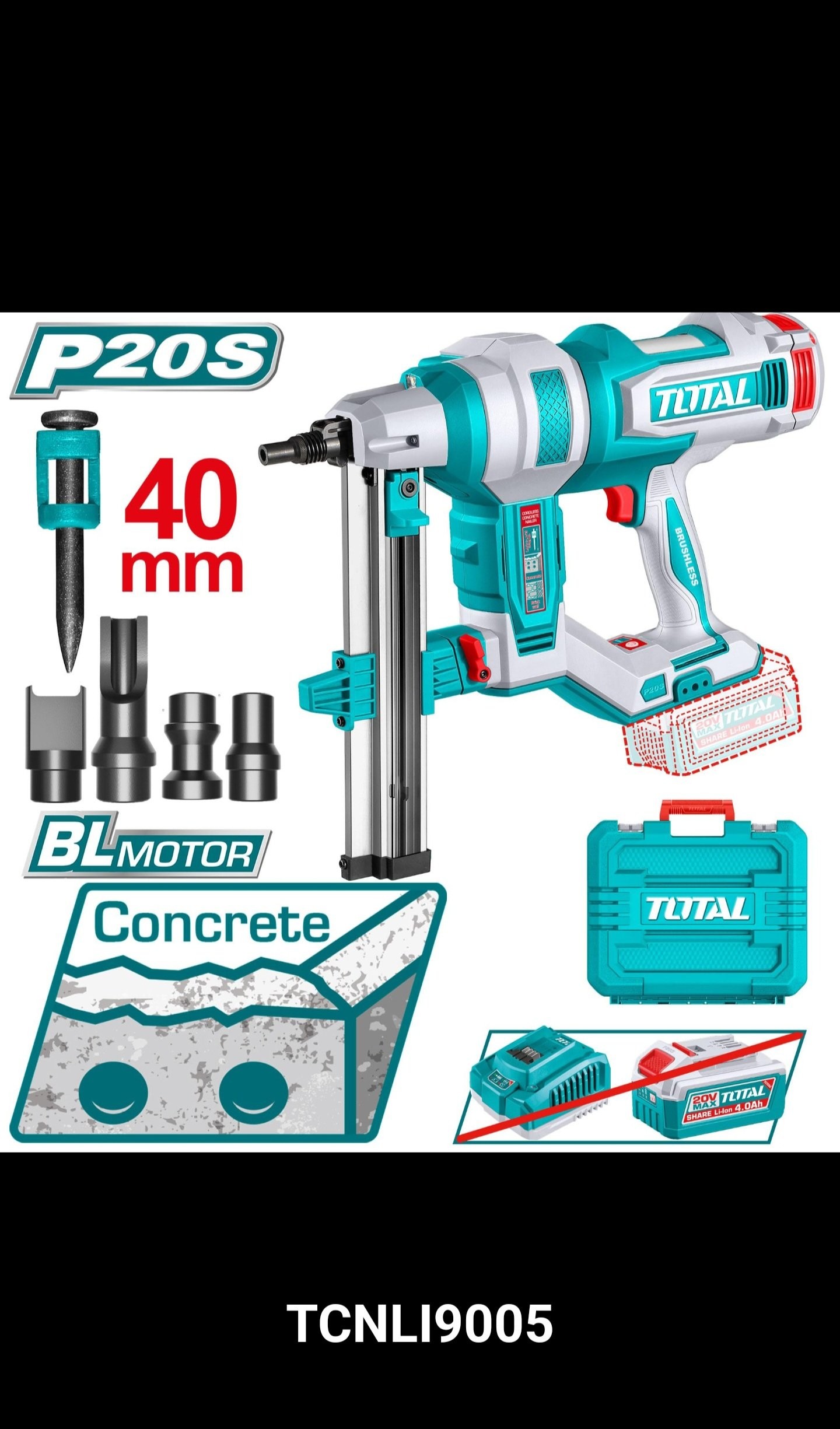 2025/10/1000352395.jpg مسدس خرسانه ٢٠فولت ٤سم بدون بطاريه توتال_TCNLI9005 - الصورة 1