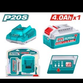 طقم بطاريه ٢٠فولت ٤امبير وشاحن ٢قطع وشاحن  توتال_TFBCPK1012