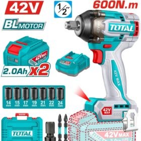 شنيور 42فولت 1/2‘’ 2بطاريه 2امبير 600نيوتن توتال_TIWLI42602