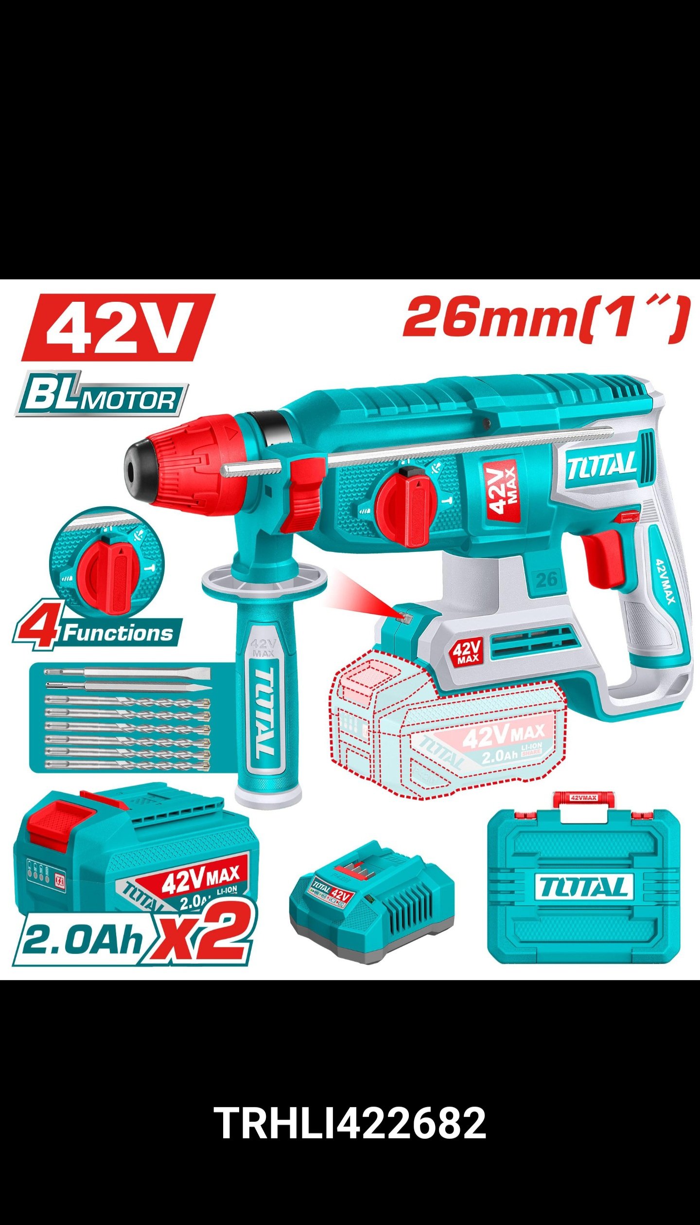2025/10/1000352432-2.jpg هلتى 42فولت 26مم 2بطاريه2امبير توتال_TRHLI422682 - الصورة 1