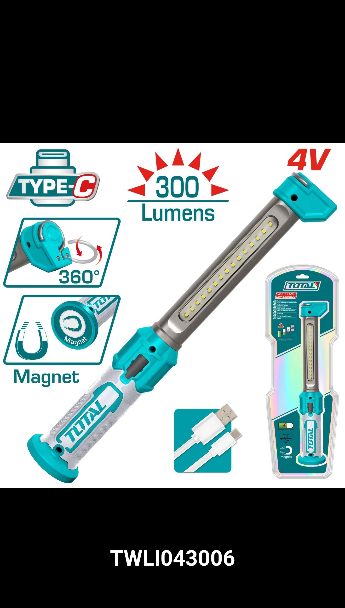 2025/10/1000352449.jpg بلادوس كهرباء شحن 4فولت 300ليومينز توتال_TWLI043006 - الصورة 1