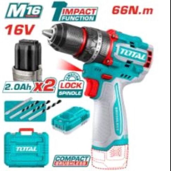 TIDLI166062_شنيور 16فولت 10مم 2بطارية 66نيوتن قلم دقاق توتال