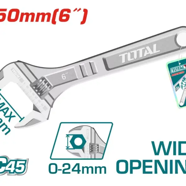 THT101063_مفتاح فرنساوى 6" 19مم نيكل توتال