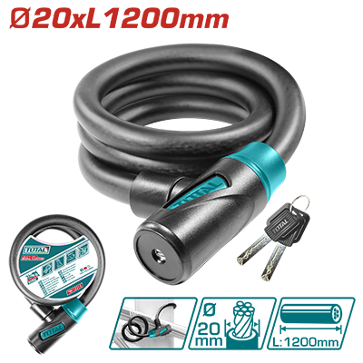 TBK12012 قفل دراجة 1.2متر 20مم توتال_TBK12012 - الصورة 1