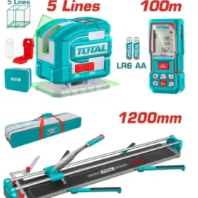 طقم كومبو 3قطع ماكينة سيراميك 120سم وميزان ليزر 2خط ومتر ليزر 100م توتال_TOS250911