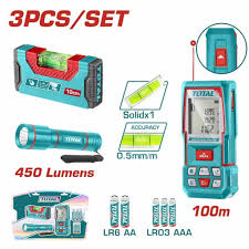 TOS251003-2 كومبو 3قطع ميزان مياة 10سم وكشاف 250ليومينز ومتر ليزر 100م توتال_TOS251003 - الصورة 1