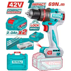 TIDLI426982_شنيور 42فولت 13مم 2بطارية 2امبير 69نيوتن دقاق توتال
