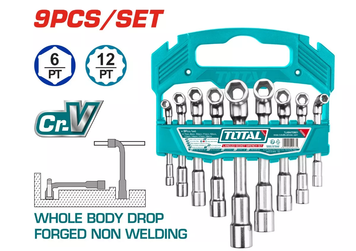 TLASWT0901 10/2*TLASWT0901_طقم مفتاح بيبة 9قطع 7-19مم توتال - الصورة 1