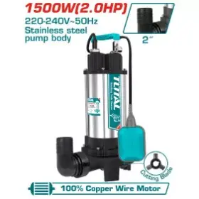 1/1*TWP7110016_طلمبة غاطس 1.5حصان 1100وات 15متر 2" استانلس توتال